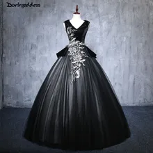 Дешевые черные Бальные платья бальное платье Пышное милое 16 платье кружевное вечернее платье размера плюс vestido de festa 15 anos