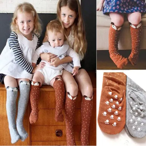 

2019 Baby Girls Kids Toddler Fox Socks Knee Highs Hosiery Mid Socks Hot
