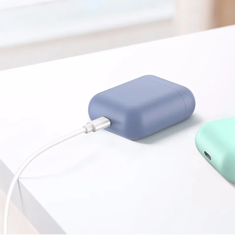 Мягкий жидкий силиконовый беспроводной Чехол для наушников Apple AirPods зарядный