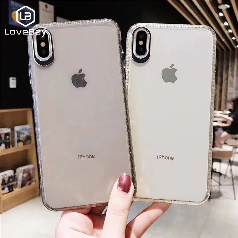 Lovebay Transparent Cases For IPhone X XS MAX XR 8 7 6 6S Plus Soft Luxury Glitter TPU Covers Shockproof Shining Back Shell Capa |