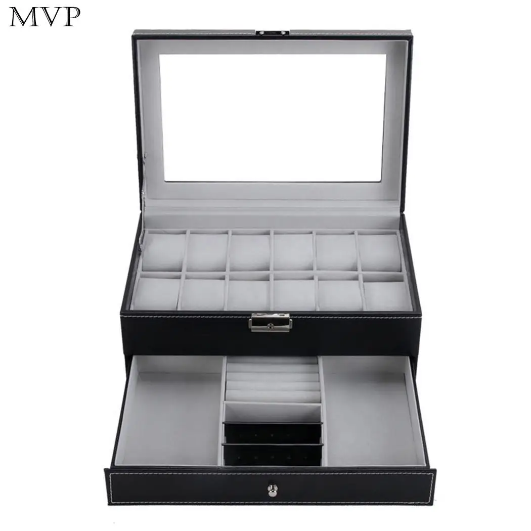 

New Jewelry Watch Display Box Collection Case Holder Organizer Double-layers Storage Exhibition Hall Shop Home etc