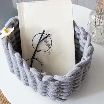 

Nordic Thick Cotton Rope Storage Box Clothes Laundry Basket Natural Fabric Baby Toys Storage Basket Desktop Small Organizer Bo