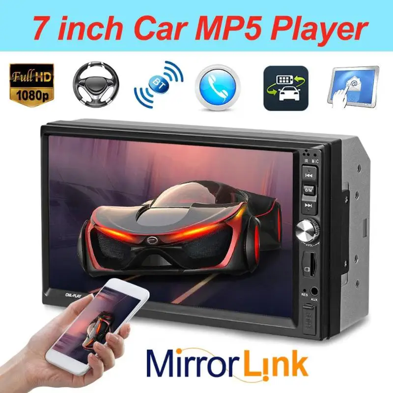 

VODOOL 7022B 7" Touch Screen Car MP5 Player 1024*600 Bluetooth Stereo Video Audio FM Radio Media Player Support Reversing Image