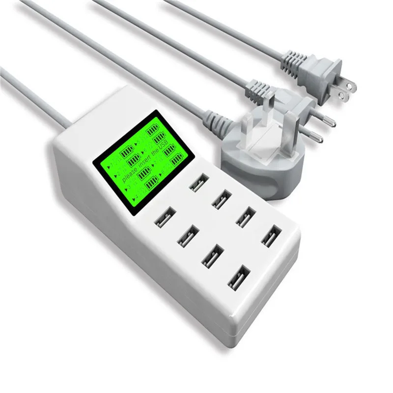 Многопортовое 8 USB зарядное устройство мощность 40 Вт ЖК экран дисплей зарядная