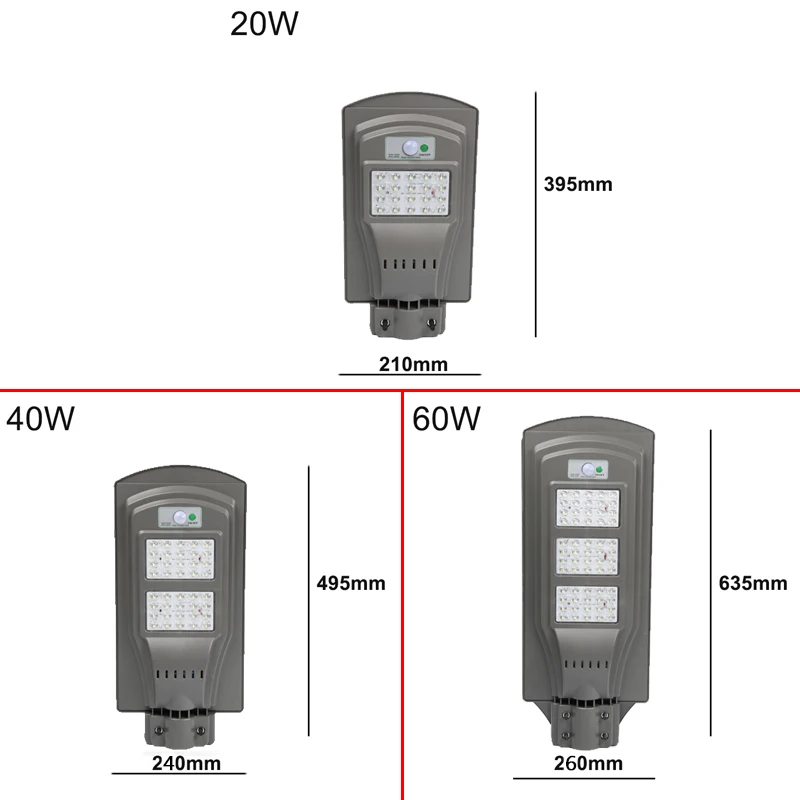 20 Вт/40 Вт/60 Вт Светодиодный светильник с серым солнечным датчиком, дорожный светильник с датчиком движения, настенный светильник IP65, водонепроницаемый уличный светильник для сада