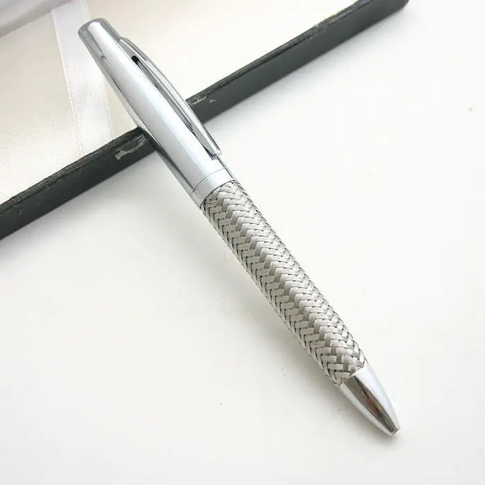 

100pcs/set DHL Shipping Wholesale Gift Pen Metal Woven Gift Pen Metal Twist Ball Pen with Braid Barrel Gift Pen Steel Factory