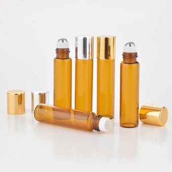 

300pcs 5ML Amber Glass Roll on Bottle For Essential Oils Perfume Bottle Empty Cosmetic Containers For Oil Sample by DHL