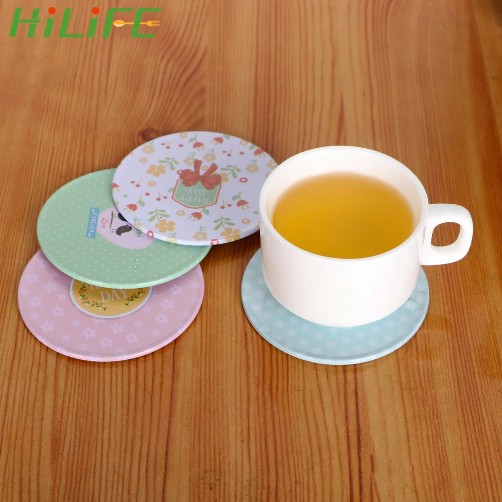 

HILIFE Table Placemat Heat Resistant Cup Mat Coffee Tea Hot Drink Cup Pad Kitchen Accessories Mug Mats Tinplate Cork Coaster