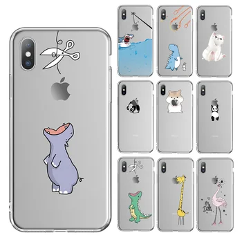 Ottwn Clear Phone Case For iPhone 11 Pro Max 7 8 6 6s Plus Cute Cartoon Animal Soft TPU For iPhone X XR XS Max Transparent Cover 1