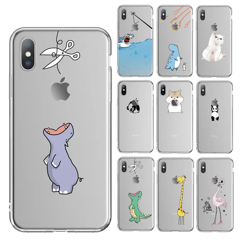 Прозрачный чехол Ottwn для телефона iPhone 11 Pro Max 7 8 6 6s Plus мягкий из ТПУ с милыми
