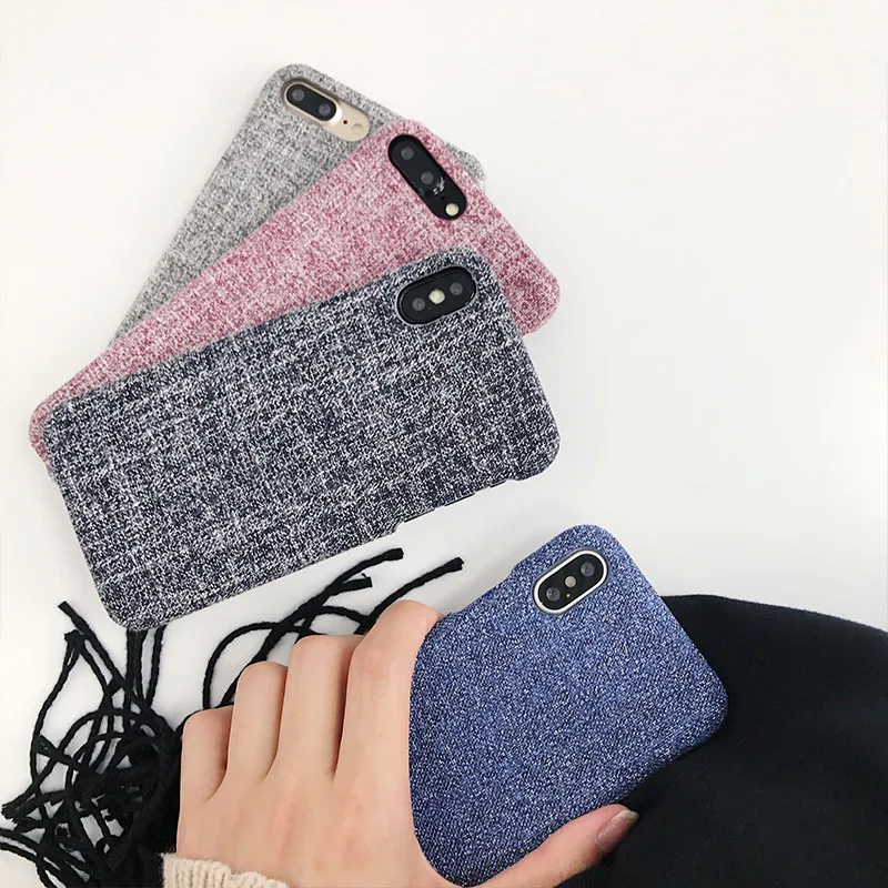 Luxury Plush Fabrics Hard Back Cover For iPhone 7 Case Cotton Linen Cloth Phone Cases X 8 6 6S Plus XR XS Max |