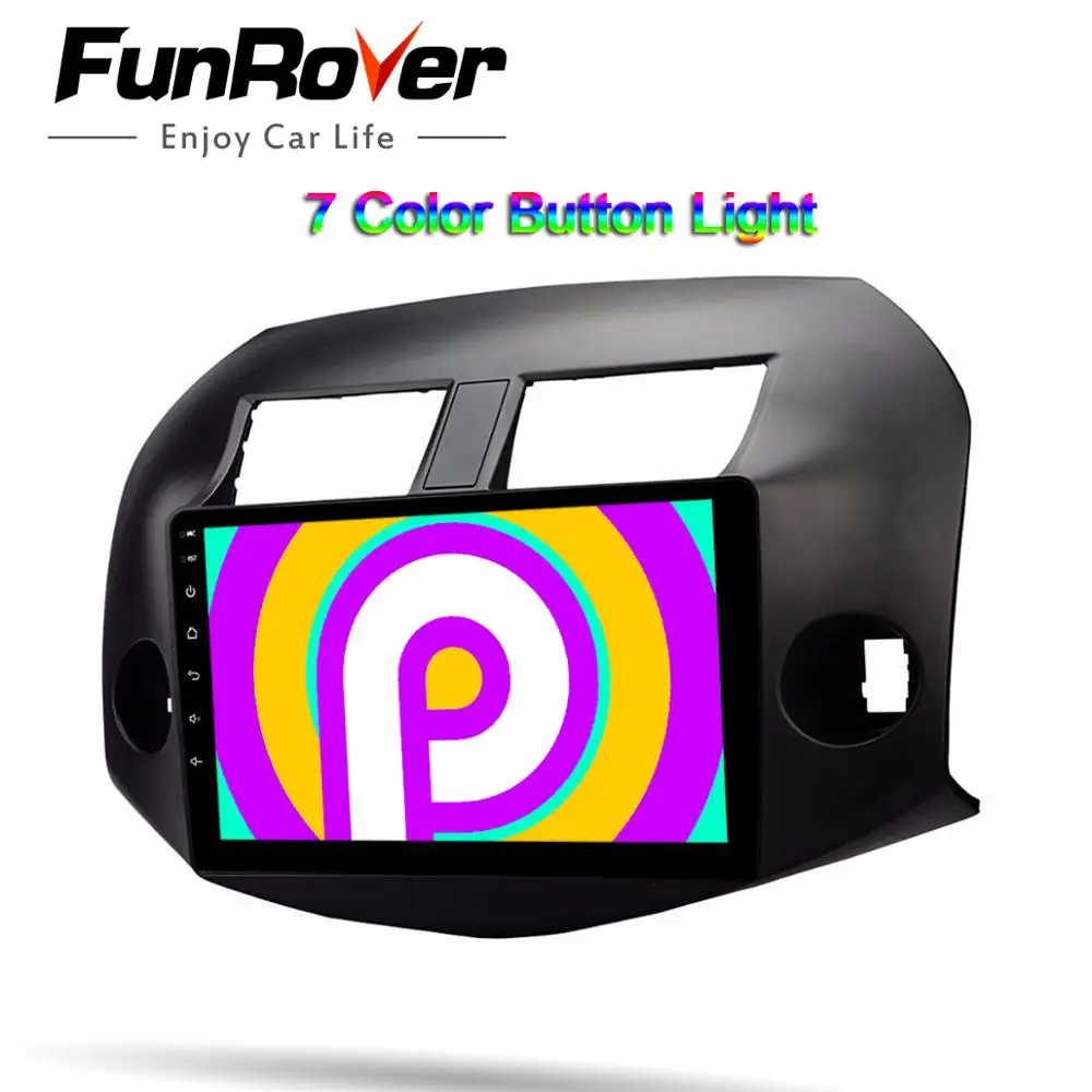 Excellent FUNROVER android 9.0 2.5D+IPS car dvd multimedia player For Toyota RAV4 2005-2013 radio gps navigation system navi stereo DSP BT 4