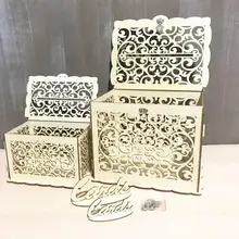 Креативный Ретро выдолбленный замок DIY деревянная Свадебная табличка в коробке Свадебная декоративная поздравительная открытка косметическая коробка для хранения ювелирных изделий