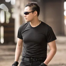 Высокая эластичная уличная спортивная дышащая быстросохнущая тонкая футболка мужская походная армейская тренировочная походная альпинистская Тактическая Военная футболка