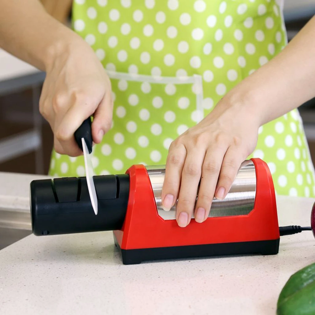 

New Auto Knife Grinder Electric Knife Sharpener Diamond Steel Ceramic Sharpening Stone Two Stages Diamond Kitchen Knife EU Plug