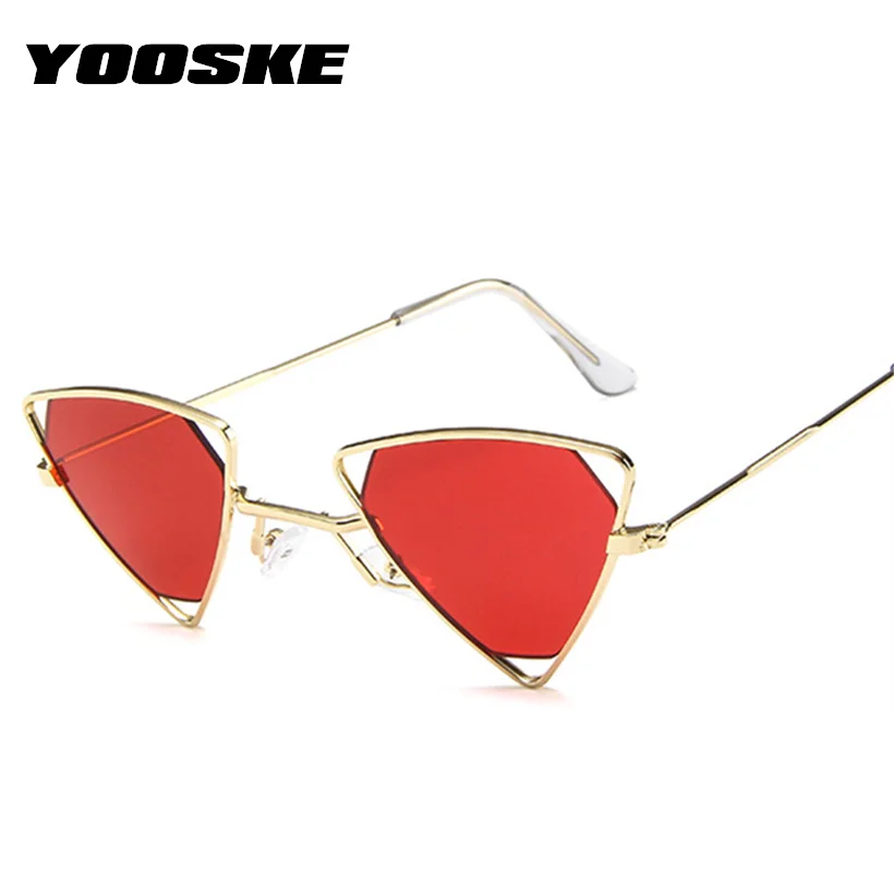 

YOOSKE Metal Cat Eye Sunglasses Women Small Triangle Sun Glasses Men Steampunk Gothic Sunglass UV400