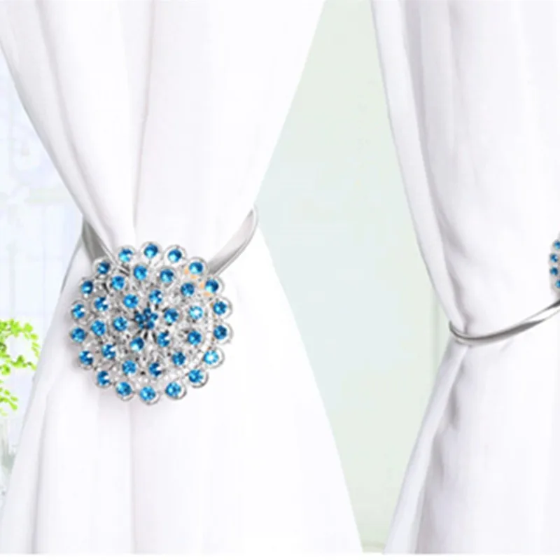 

Crystal Curtain Accessories Creative Modern Style Home Decor Curtain Buckle Free Punch Hook Wall Hook Geometric Magnet Strap