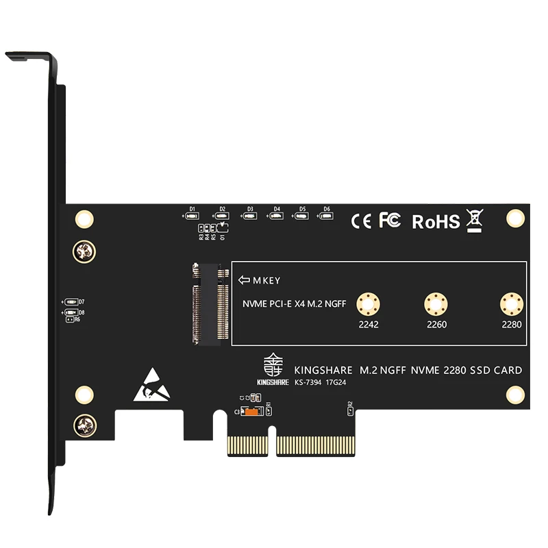 

PCI-Express PCI-E 3.0 X4 to M.2 NGFF M Key Slot Converter Adapter Card M2 Nvme PCIE SSD Riser Card for Desktop Support 2230 22