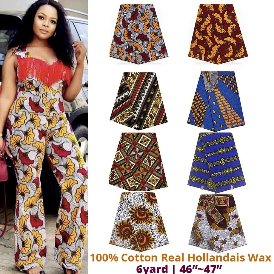 

african real duch hollandais wax fabric 6yard african veritable 2019 New hollandais 100% cotton ghana wax print ankara fabric