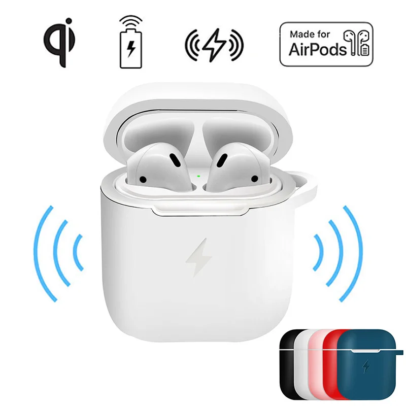 Силиконовый беспроводной зарядный чехол для Airpods 5 v QI беспроводной зарядный приемник протектор для наушников чехол совместимый для Apple