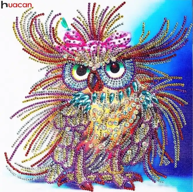 Huacan Ozel Sekilli Elmas Boyama Baykus El Sanatlari Igne 3d