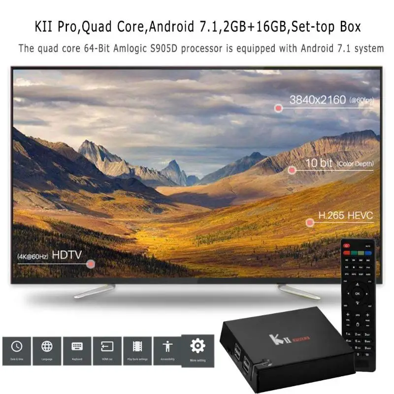 

Hot Sale TV Box Amlogic S905D Quad Core Android 7.1 2GB+16GB 4K Set-top Box With Dual Wi-Fi Bluetooth Media Palyer