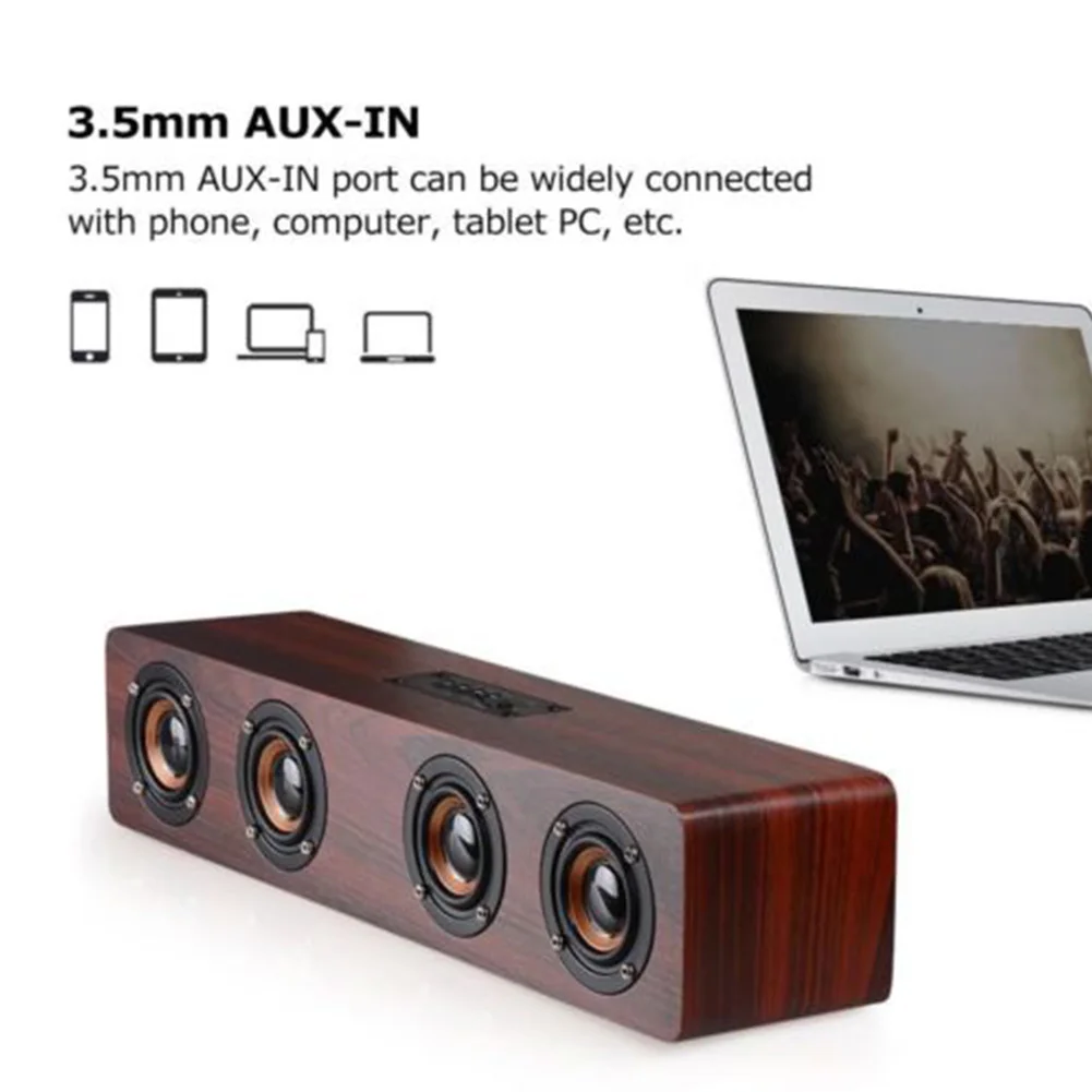 

12W Hifi Bluetooth Speakers Wireless Stereo Subwoofer Altavoz Wood Home Audio Desktop speaker Handsfree TF caixa de som #25