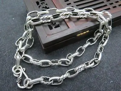 

Pure S925 Sterling Silver 6.5mm W Long Oval Link Chain Necklace/29.9g/19.3''