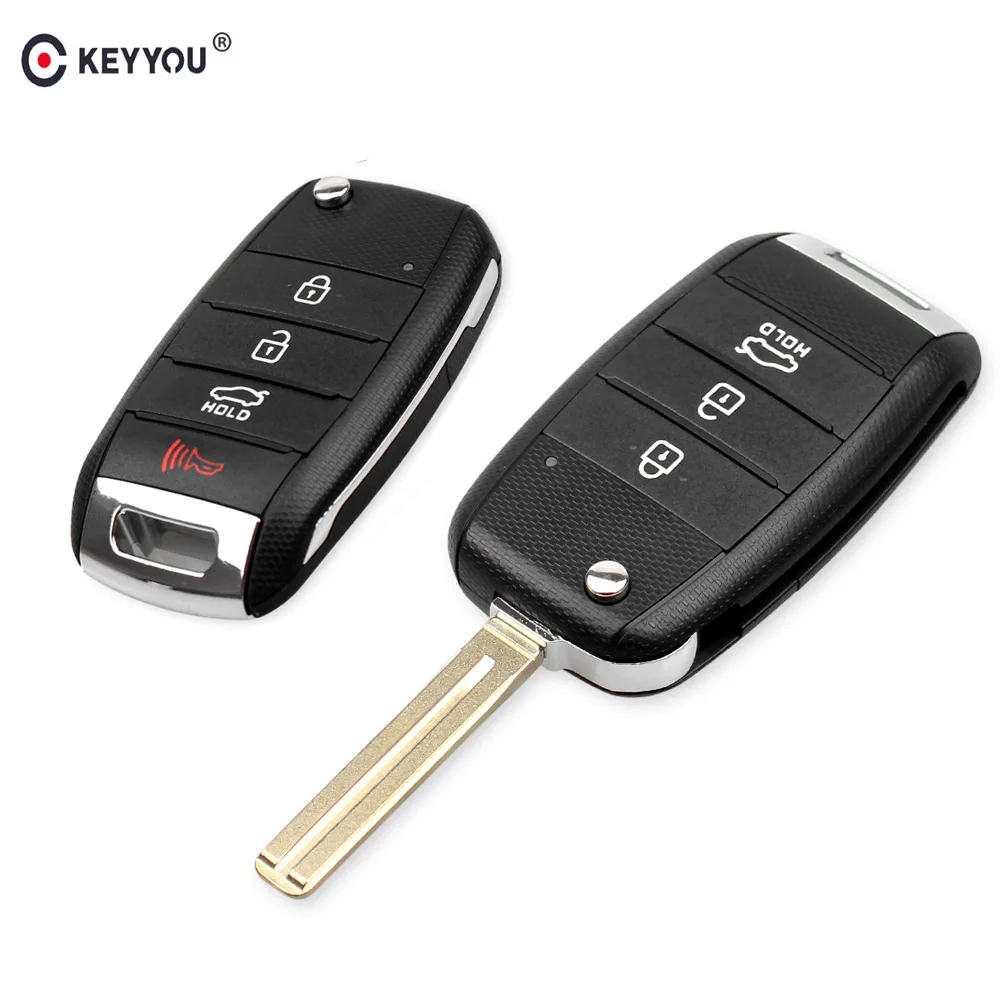 

KEYYOU 3/4Button Flip Folding Remote Key Shell Cover Case Fob Replacement For KIA Carens Cerato Forte RIO K2 K3 K5 Car Fob Cover