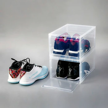 

New Products Acrylic Pp Flip Shoe Box Sneakers Show Free Assembly Shoe Cabinet Home Storage Organizer Bins