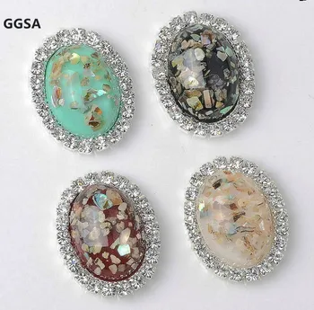 

20pcs Flat back Rhinestone Centerpieces Garment Bags Shoes Furniture Decoration DIY Hair Accessories Silver Oval Crystal Buttons