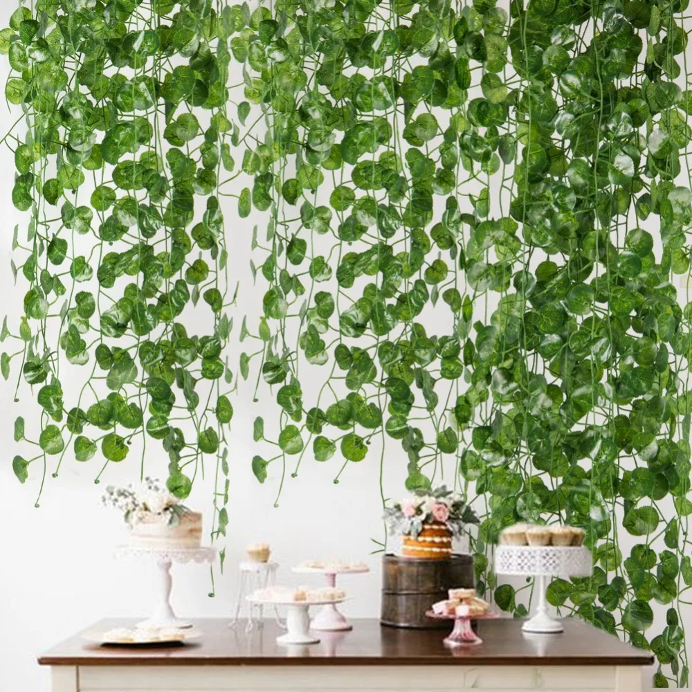 

2M Fake Vines Artificial Ivy Foliage Crabapple Leaf Garland Garden Market Home Decor Plastic Artificial Flower Rattan Decoration