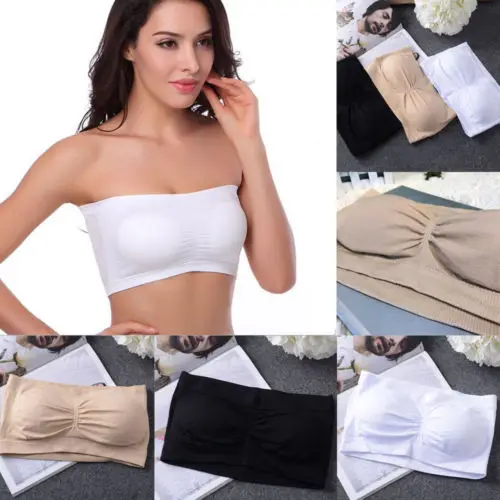 Womens Strapless Bra Bandeau Tube Top Removable Pads Seamless Crop Colors women lingerie bra women tube tops