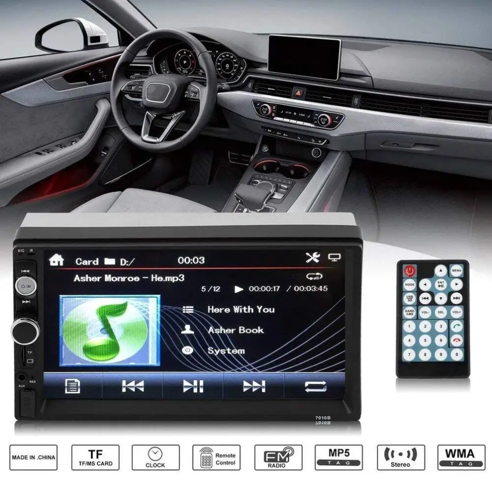 

2din Car Stereo Video Player 7"HD Player MP5 Touch Screen Digital Display Bluetooth Multimedia USB Car Radio Auto Audio Rearview