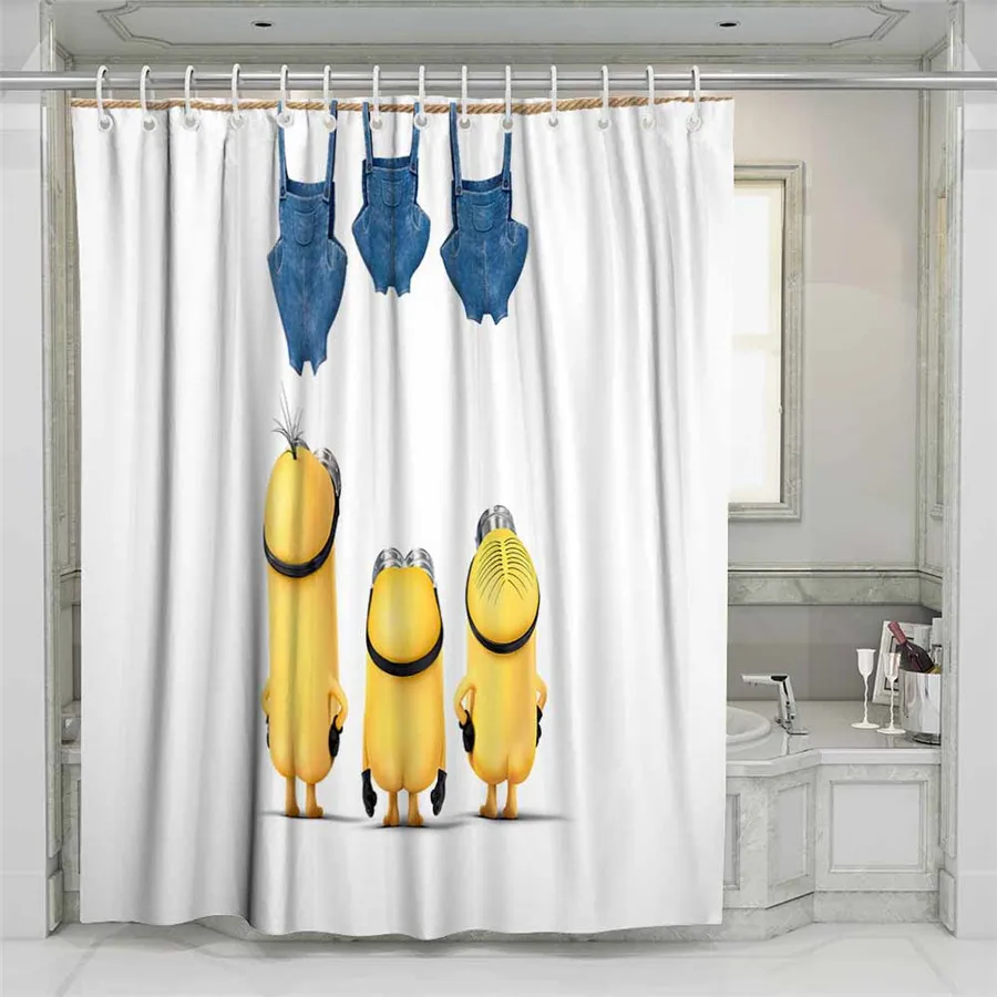 

3D Little Yellow Man Beach Shower Curtain Bathroom Waterproof Polyester Printing Curtains for Bathroom Shower