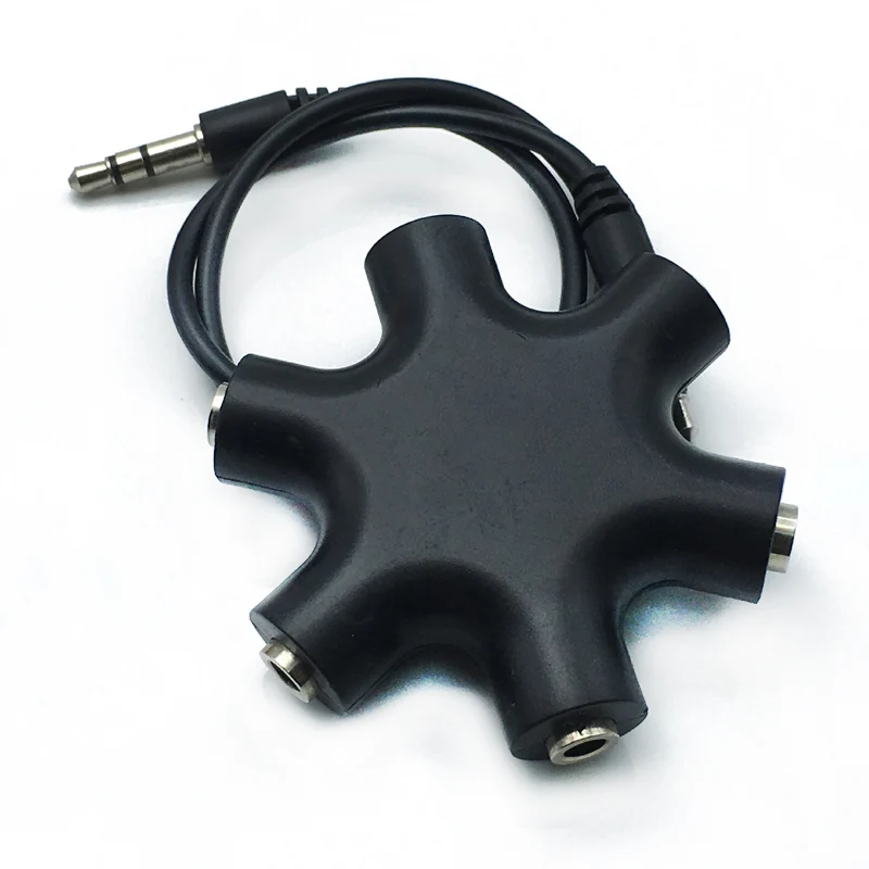 10pcs 3 5mm 1 in 5 couples audio adapter Headset Headphone Earphone Splitter with black line For pad Phone Android Mobile MP3 4