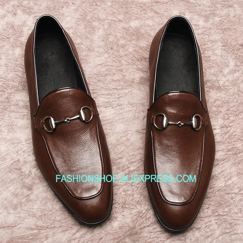 

Horsebit Loafers Brown Black White British Style Genuine leather Driving Oxfords Men