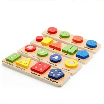 

Wooden Geometric Shapes Sorting Math Montessori Building Blocks Set Preschool Learning Educational Game Baby Toddler Toys