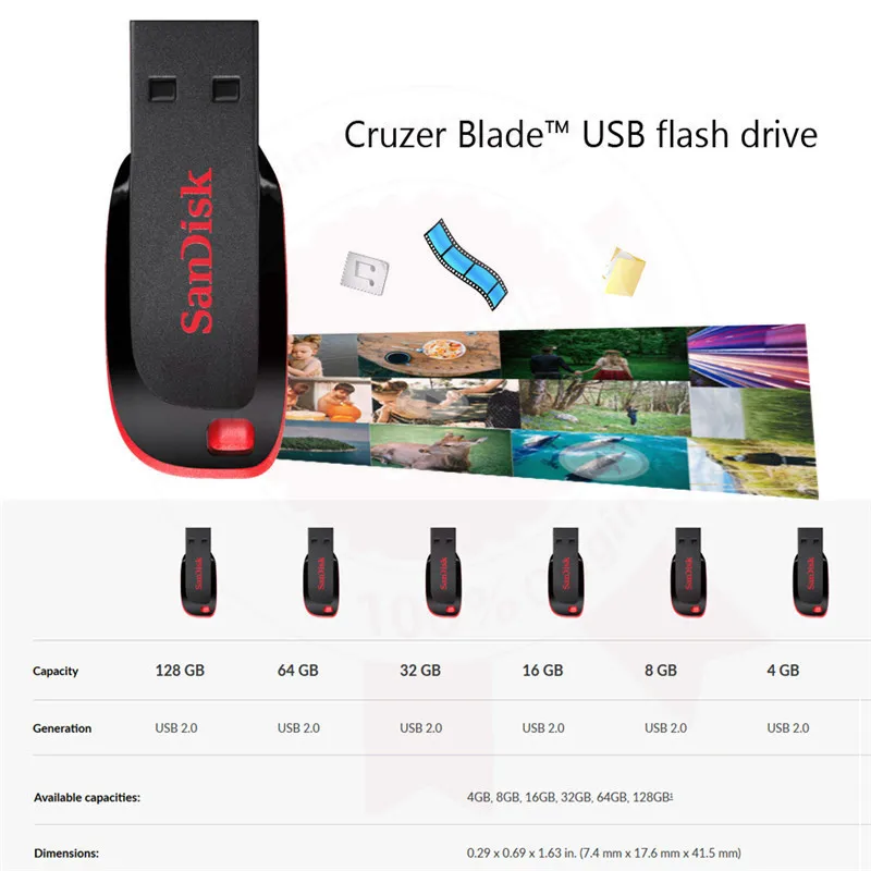 SanDisk USB флеш-накопитель 128 ГБ флеш-накопитель USB2.0 16 ГБ 32 ГБ 64 ГБ USB флеш-накопитель высокоскоростной флеш-накопитель