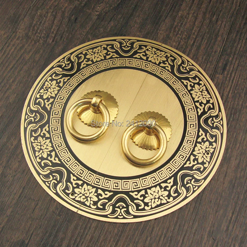 Chinese Antique Furniture Hardware Accessories Round Brass Handles Knobs Cupboard Wooden Box Door Cabinet Pulls Handle 1 set Chinese Antique Furniture Hardware Accessories Round Brass Handles Knobs Cupboard Wooden Box Door Cabinet Pulls Handle 1 set