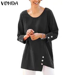 VONDA 2019 для женщин сезон: весна-лето боты блузки для малышек с длинным рукавом повседневное Асимметричная блуза ПР дамы блузка плюс размеры