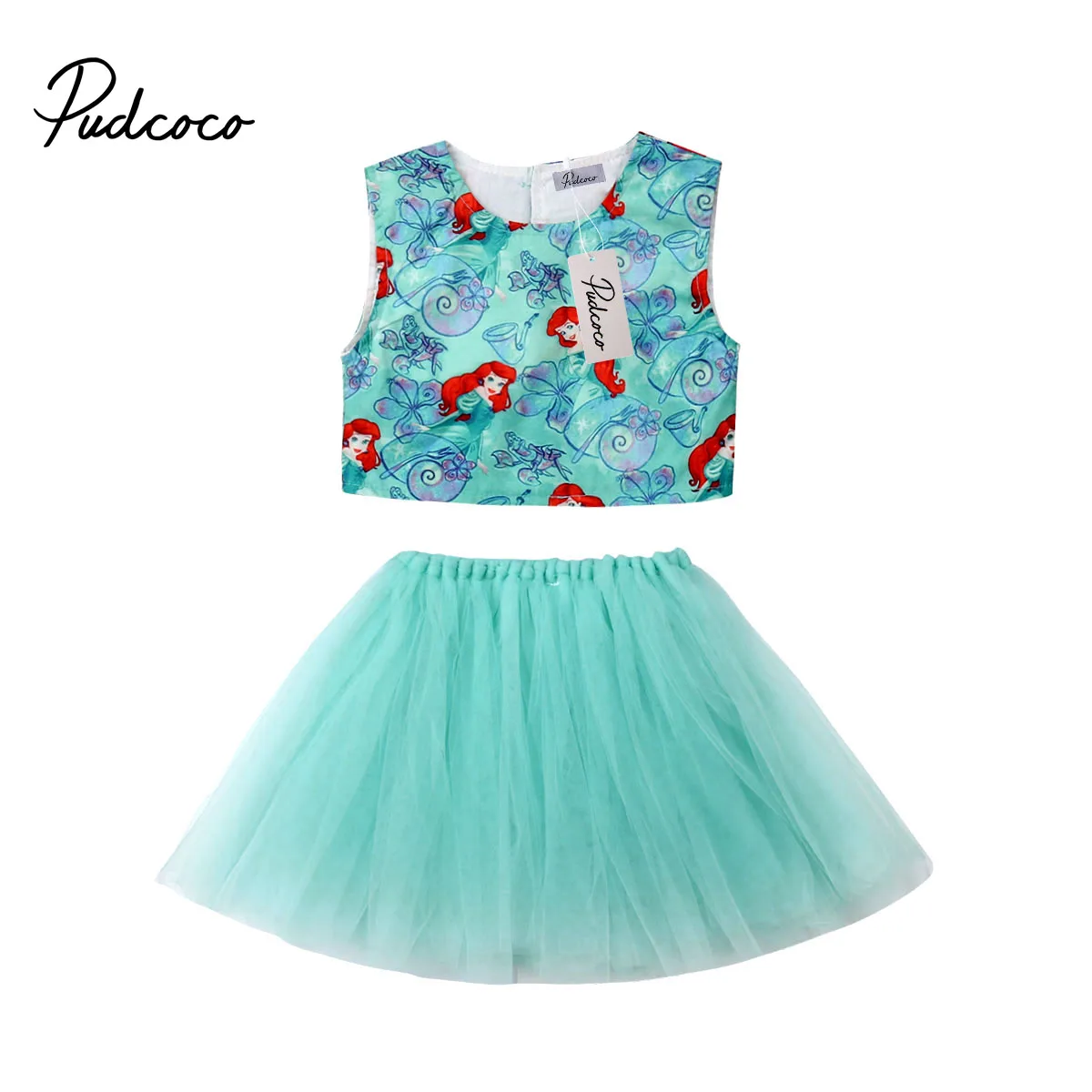 

2019 Toddler Infant Kids Baby Girl Fashion Mermaid Vest Tops Tulle Tutu Dress Pageant Outfits Sunsuit Clothes