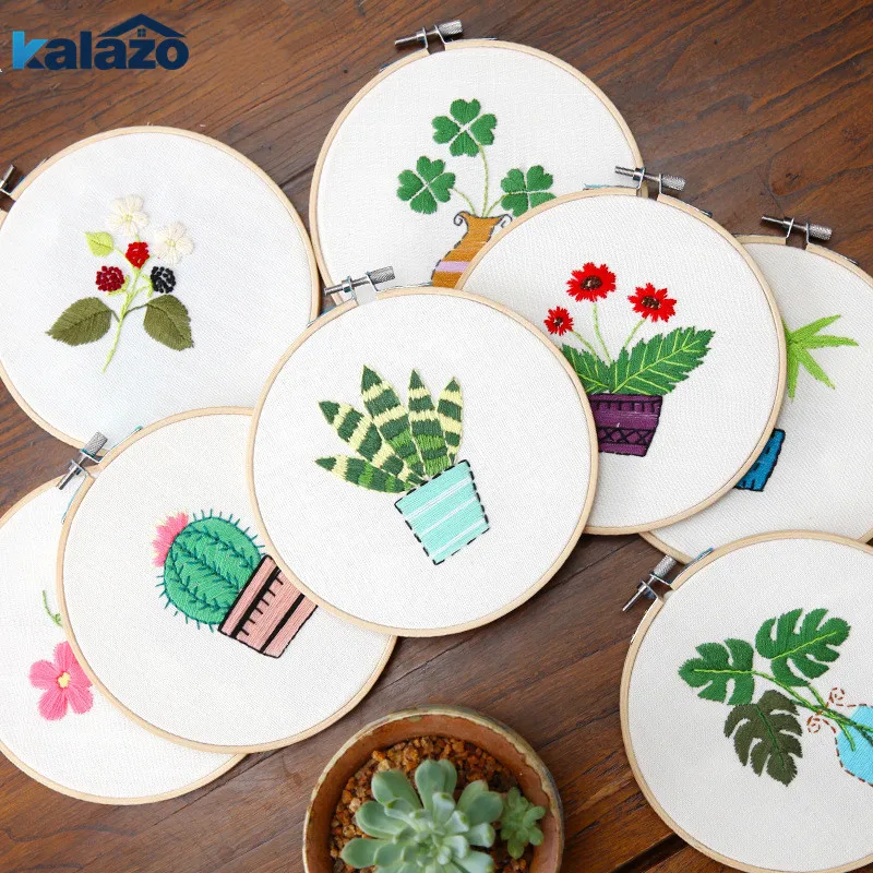 

1Set Green Plant Embroidery With Frame DIY Manual Beginner Needlework Kits Cross Stitch Series Arts Crafts Sewing Decor Gift