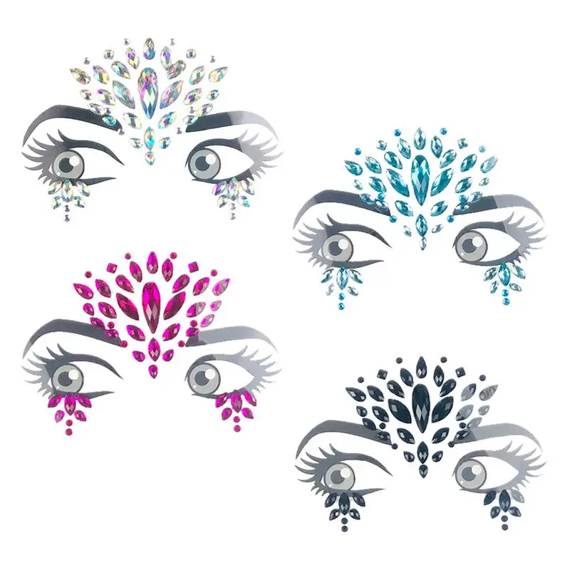 

Music Festival Face Rhinestone Sticker Environmental Resin Eyebrow Forehead Sticker Jewelry Tattoo Sticker For Festive Party