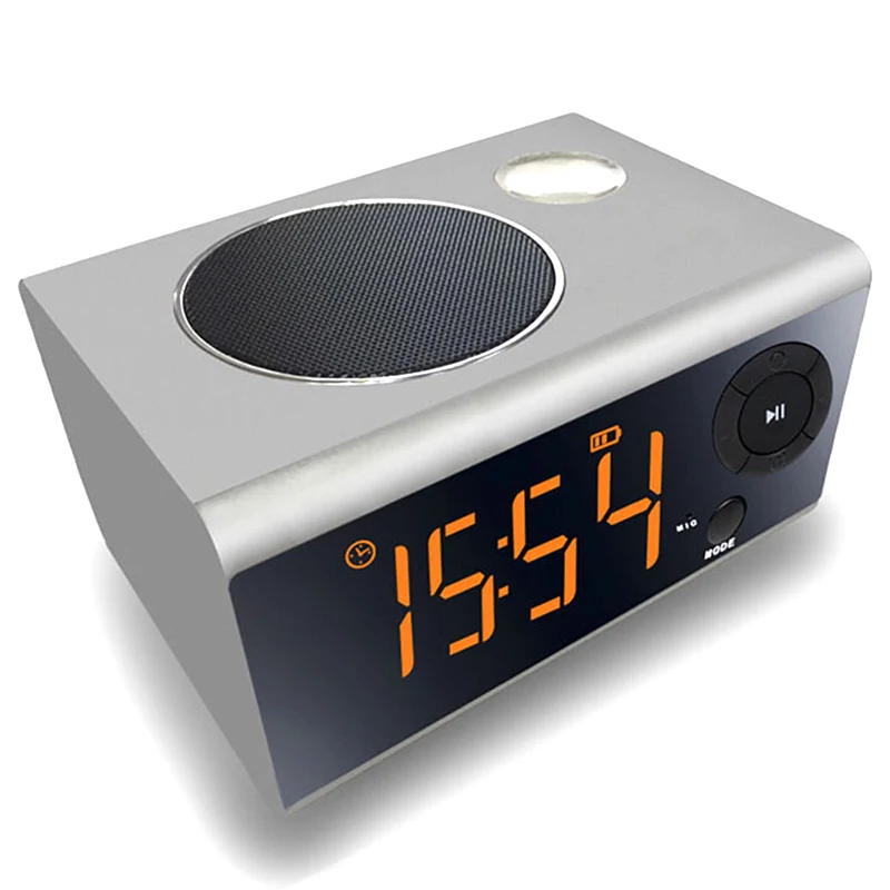 

Bedside Mini LED Alarm Clock LED night light Bluetooth Speaker Stereo Music USB Port Charging AUX Slots For phone/ tablet Play