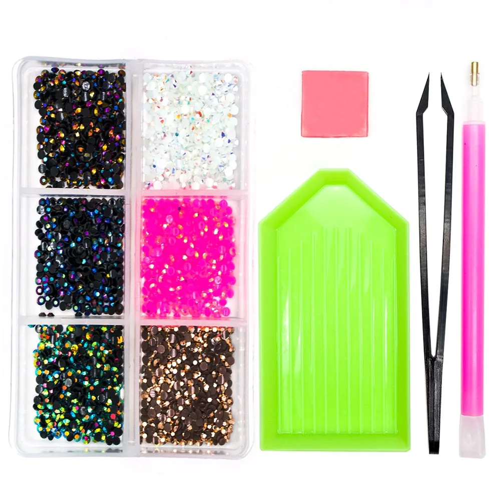 6 ألوان 2 ملليمتر الكريستال مسمار الراين 3D مسمار الفن زينة اللؤلؤ عودة شقة مسمار الحجارة سحر الماس اكسسوارات MJZ1003