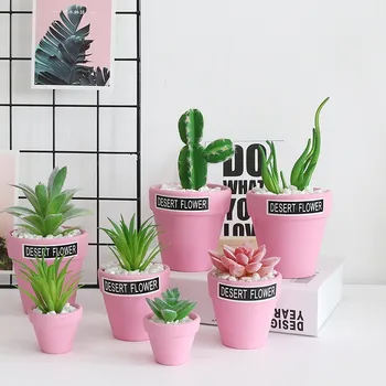 

Ins Nordic Style Mini Succulent Flower Pots With Artificial Flowers Wedding Home Office Decoration Gifts