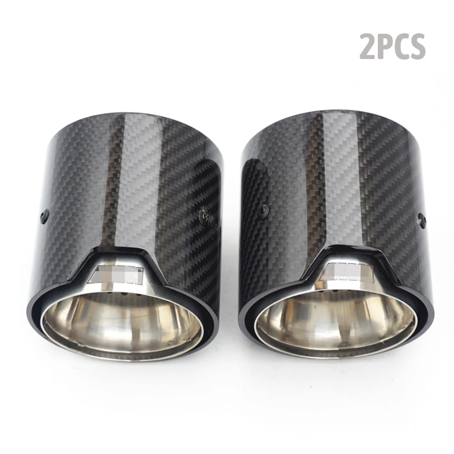 

2Pcs Glossy Car Exhaust tip Real Carbon Fiber 73MM IN 93MM OUT For BMW M Performance exhaust pipe M2 F87 M3 F80 M4 F82 F83