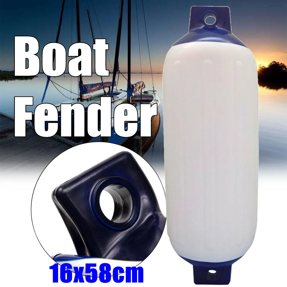 

58x16cm PVC Protected Inflatable Boat Fenders Suitable For Small Boats Useful Buffers Anti-collision Ball Mounted Horizontally