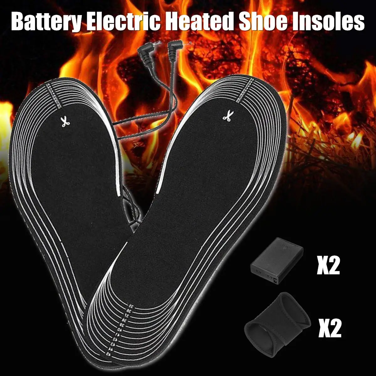 

1 Pair 4.5V Heated Insoles Battery Powered Electric Shoes Boot Cold Snow Feet Warmer Winter Carbon Fiber Heating Pads Warming